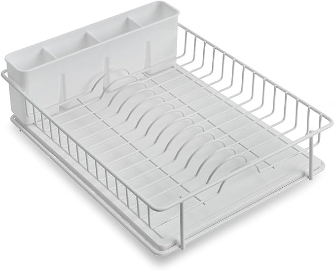SunnyPoint 304 Stainless Steel Dish Drying Rack with Diatomaceous Earth Drainboard & Removable Utensil Caddy – Rust Resistant Countertop Dish Rack for Kitchen (White) - Image 7