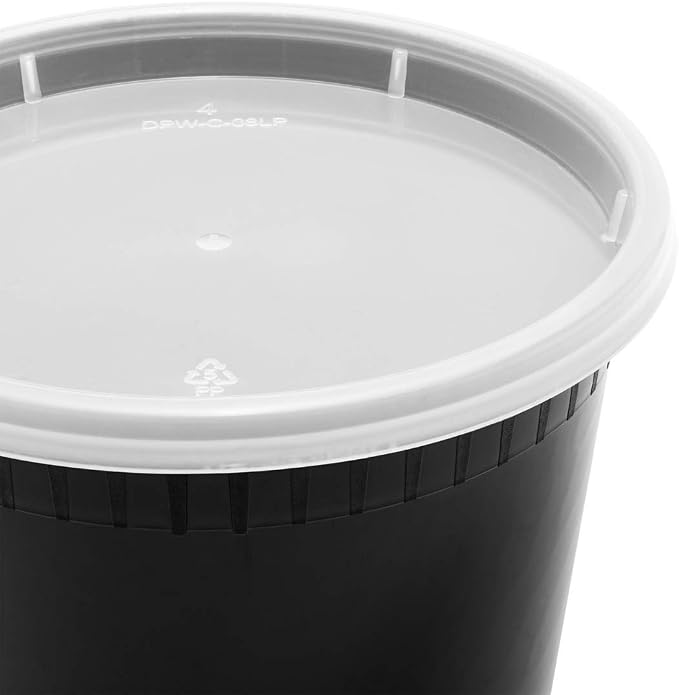 Karat [24oz - 240 ct Black PP Injection Molded Round Deli Containers with Lids (FP-IMDC24-PPB) - Image 3