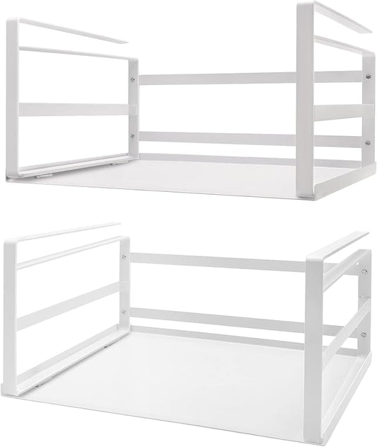 Nxconsu Under Shelf Basket 2 Pack, Cabinet Storage Organizer, 16.1" White | Solid Metal Bottom Holds Up to 30 lb with No Drilling for Kitchen Cupboard Pantry Bookshelf Closet Laundry and Bath by Nxconsu