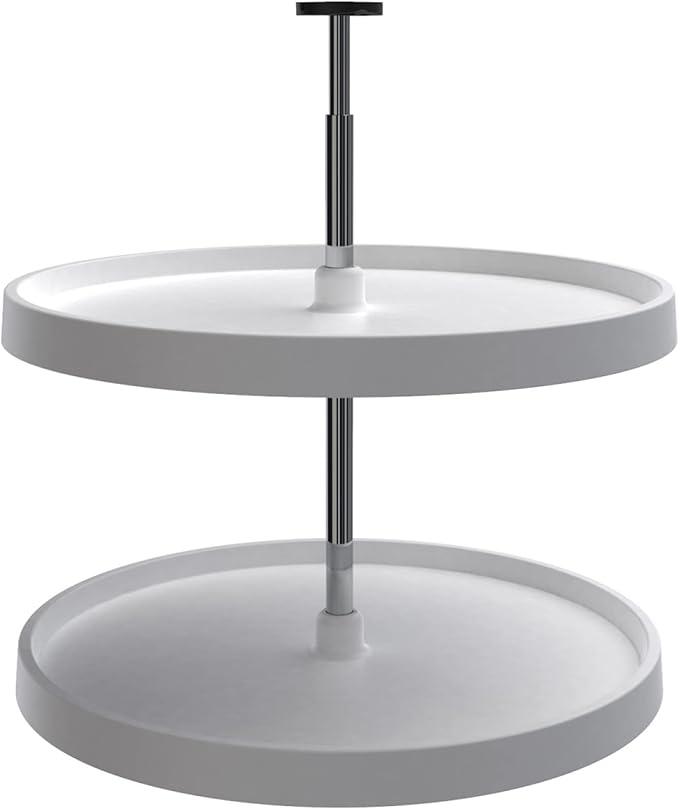 Rev-A-Shelf 2 Tier Full-Circle Lazy Susan for Corner Base Cabinets Plastic 28" Double Shelf Swivel Kitchen Spice/Can Organizer, White, 3072-28-11-52 by Rev-A-Shelf