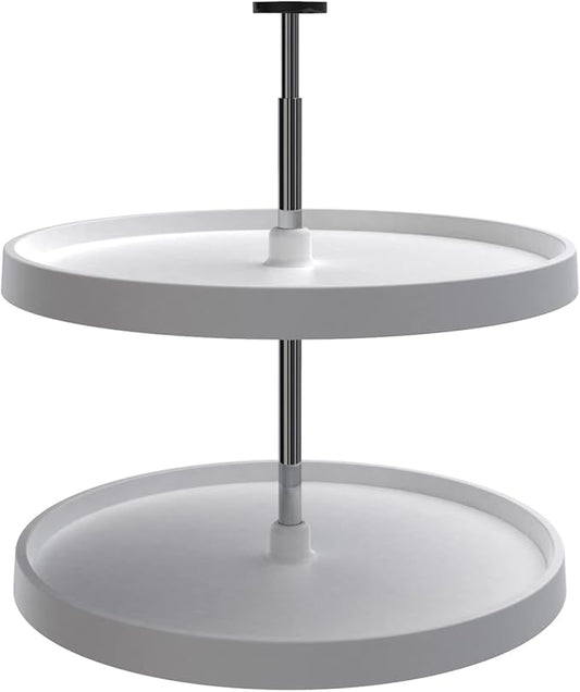Rev-A-Shelf 2 Tier Full-Circle Lazy Susan for Corner Base Cabinets Plastic 28" Double Shelf Swivel Kitchen Spice/Can Organizer, White, 3072-28-11-52 by Rev-A-Shelf