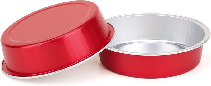 Beasea Disposable Mini Pie Tins with Lids, 50 Pack 4” 8oz Bright Red Aluminum Baking Foil Tins Small Round Tart Container for Individual Dessert Cupcake Muffin Cheesecake Ramekin Quiche Oven Dishes - Image 6