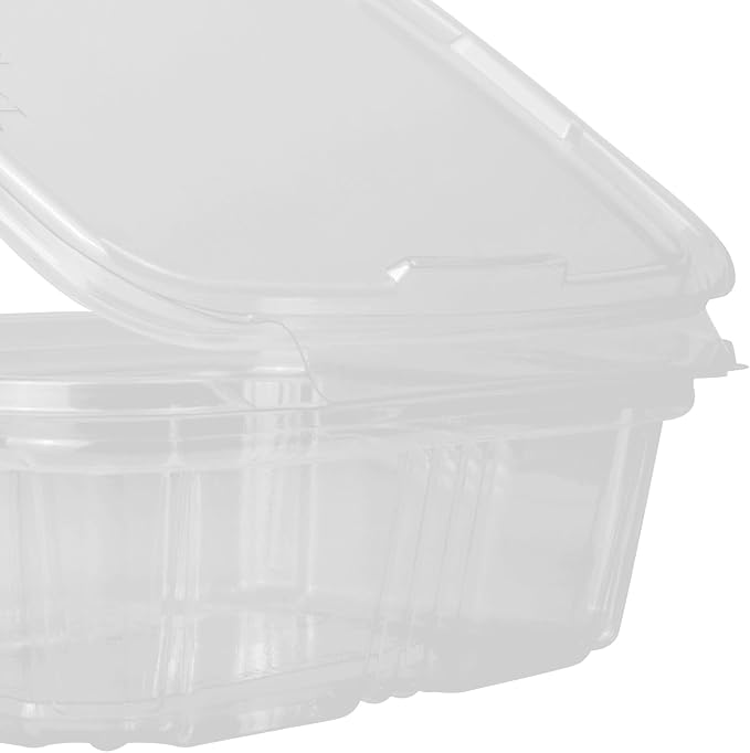 Karat 12oz PET Tamper Resistant Hinged Deli Container [200 ct] - Plastic Clamshell Food Containers, Easy Open Pull-Tab for Restaurants & Takeout - Image 8