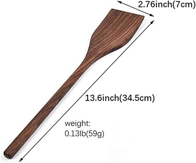 Wooden Spatula Set for Cooking - Handmade Natural Black Walnut Kitchen Utensils, Set of 2 Turner Spatulas, Nonstick Cookware, 13" Long Handled - Image 4