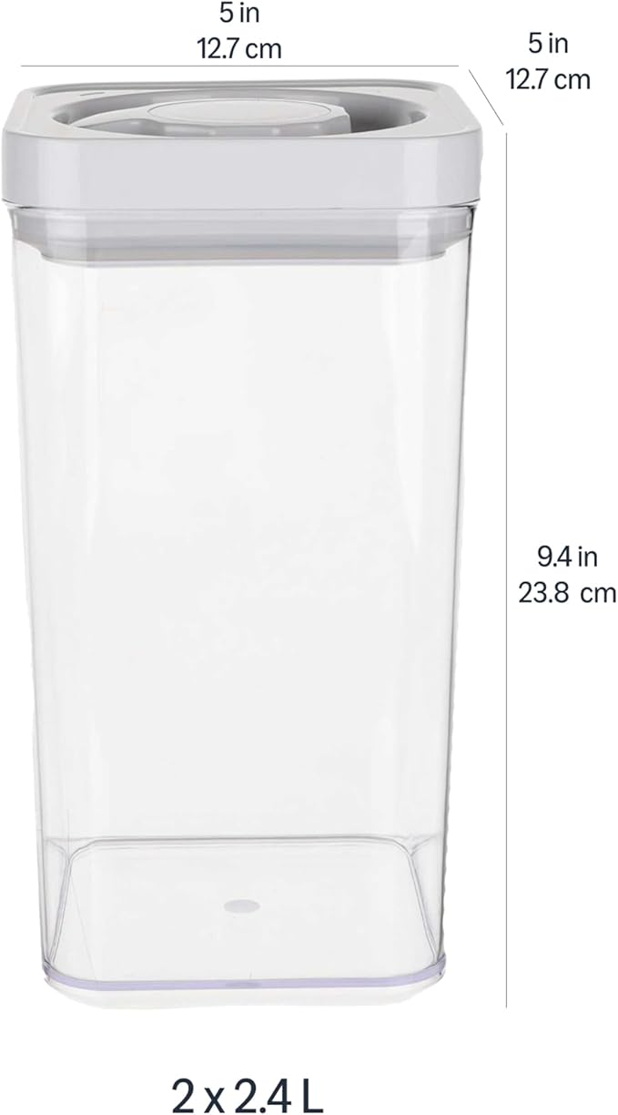 Amazon Basics Airtight Food Storage Containers, BPA Free, Dishwasher Safe, with Twist/Turn Lids, for Kitchen Pantry Organization, 10-Piece Square Set, Clear Plastic - Image 7
