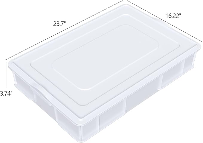 4-pack Stackable Dough Proofing Boxes with a Lid, Pizza Proofing Dough Trays, White, Commercial Grade, 23.7'' x 16.22'' x 3.74'' - Image 4