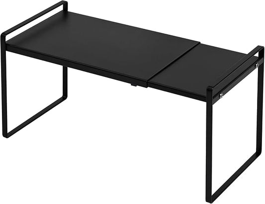 Nxconsu Expandable Shelf for Cabinets, Cabinet Shelf Riser, 8.6" Black | Heavy-Duty Organizer Metal Dish Riser for Cabinets Holds 50LBS and Expands 13.4 to 24.5 in for Kitchen Pantry Plate Mug Spice by Nxconsu