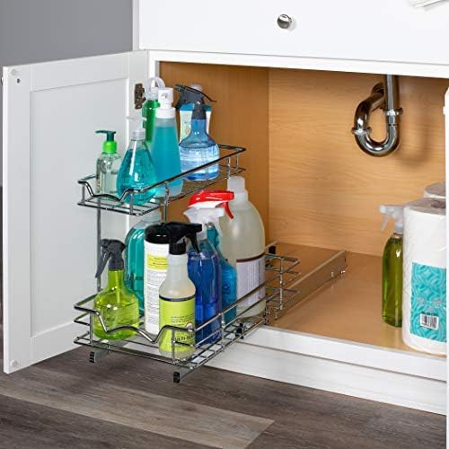 HOLDN’ STORAGE Under Sink Organizers and Storage, 11" W x 21" D x 15" H | 2-Tier Under-Sink Organizer, Full-Extension Slides, Keeps Cleaning Supplies, Bottles & Essentials Easy To Reach - Image 2