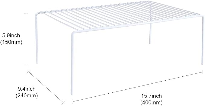 Redrubbit Large (15.7 x 9. 4 Inch) Cabinet Storage Shelf Rack, Rustproof Kitchen Counter and Cabinet Shelf, Storage Rack Organizer for Kitchen, Fridge, Cabinet, Bathroom, Set of 4 - Image 3