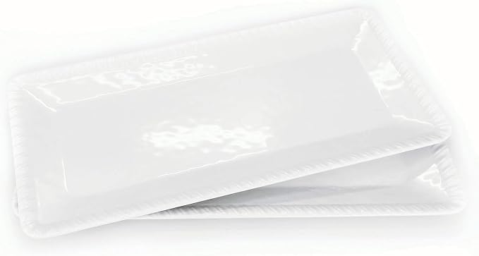 KX-WARE 17-Inch Melamine Serving Tray/Platters Set of 2, White & Rectangular | 100% Melamine,Dishwasher Safe,BPA Free - Image 6