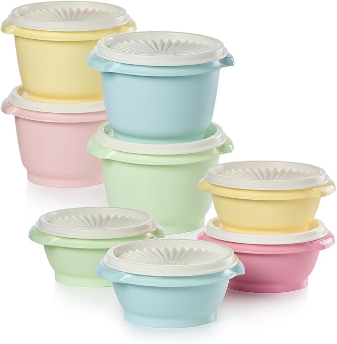 Tupperware Heritage Collection, New 16 Piece Food Storage Container Set in Vintage Colors, Dishwasher Safe and BPA Free (8 containers, 8 lids) by Tupperware