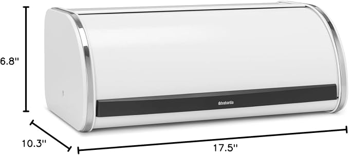 Brabantia Roll Top Bread Box | Large | White | Metal Front Opening Bread Store for Kitchen Countertop | Partly Flat Top for Extra Storage, Magnet Closing Lid | Fits 2 Loaves - Image 8