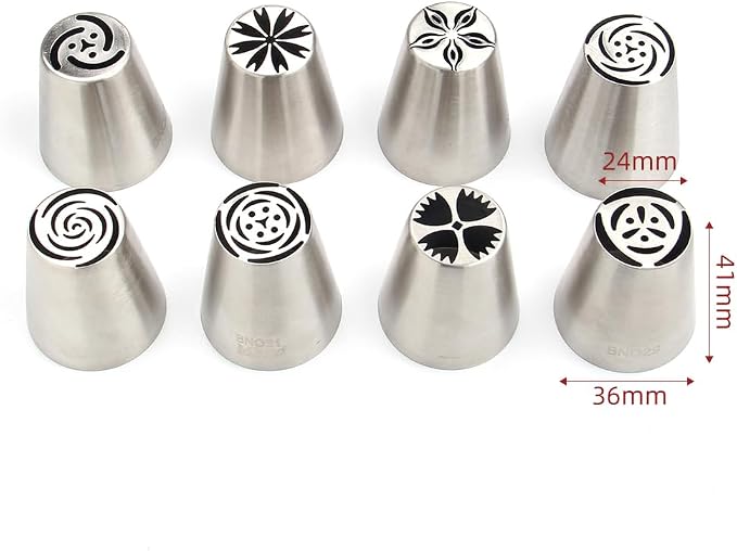 11 Pieces Stainless Steel Medium Russian Tulip Icing Tips Set | Cupcake Flower Shaped Frosting Nozzle Kit For Pastry Cupcakes Cakes Cookies Decorating,Stainless Steel Flora Piping Tips - Image 4