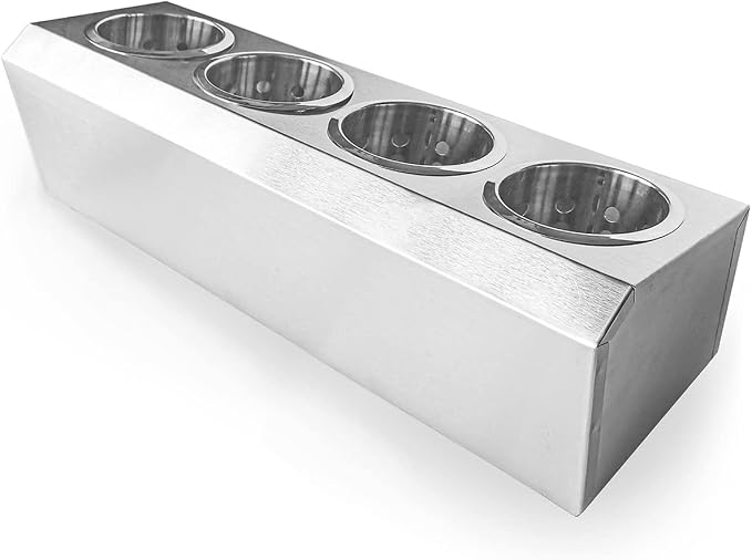 Flatware Organizers Stainless Steel Cylinder Flatware Silverware Utensil Holder Organizer Caddy (4 holes) - Image 7