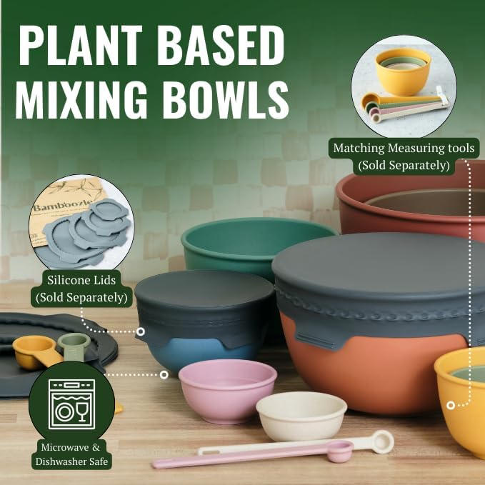 Bamboozle Mixing Bowls | 5 Piece Plant-Based Nesting Bowl Set | Matte Finish | Multi-Color | Dishwasher and Microwave Safe | Desert Bloom - Image 3