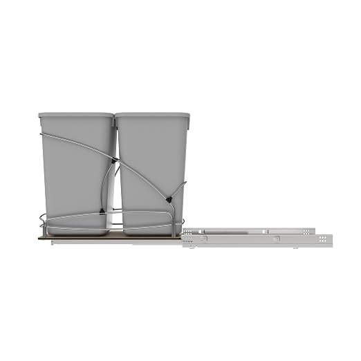 Rev-A-Shelf Double Pullout Trash Can w/Soft-Close Slides, 11.5" Min Opening | 27 QT Large Capacity Garbage/ Recycling Waste Bins for Under Kitchen Cabinets, Heavy Gauge Wire Construction 54WC-1527SC-17-1 - Image 9