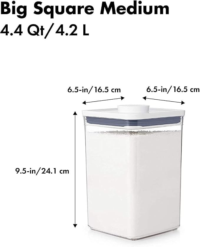 OXO Good Grips POP Container 4.4-Quart Square Airtight Food Storage for for Flour and More (Set of 4) - Image 2