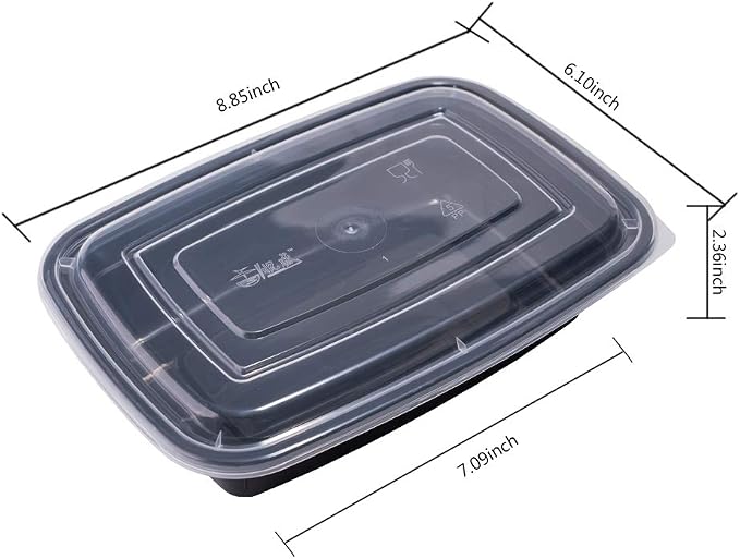 50-Pack Meal Prep Containers, Food Storage with Lids, 1000ml/34 OZ | Reusable Microwave Disposable Plastic Bento Boxes BPA Free Lunch Storage Boxes for Meal Prepping-Stackable, Dishwasher Safe. - Image 3