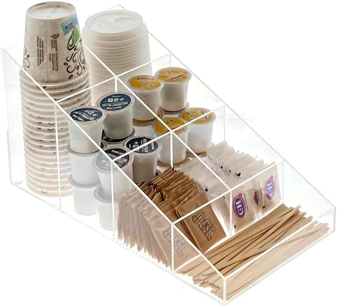 Java Joe Acrylic Breakroom Kitchen Coffee Station Organizer for Cups/Lids/Sugar/Tea/Stirrers - Image 4
