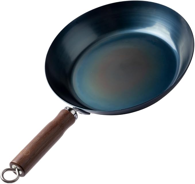 Crafted in Japan. Trusted by Chefs. Japanese Carbon Steel Frying Pan, 9.4 inch – Precision-Formed, Pre-Seasoned & Lightweight, Chef-Designed for High-Heat Control (9.4 inches) by Unknown