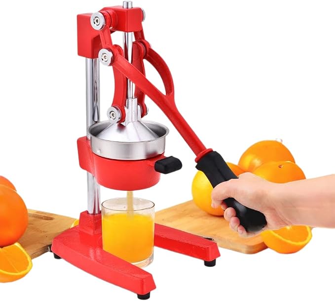 Courant Kitchen Orange Juice Squeezer Durable Easy-to-Clean, Professional Citrus Juicer Stainless Steel Lemon, Grapefruit Squeezer Sturdy Manual Citrus Press with Large Press Bowl, Easy Grip Red by COURANT