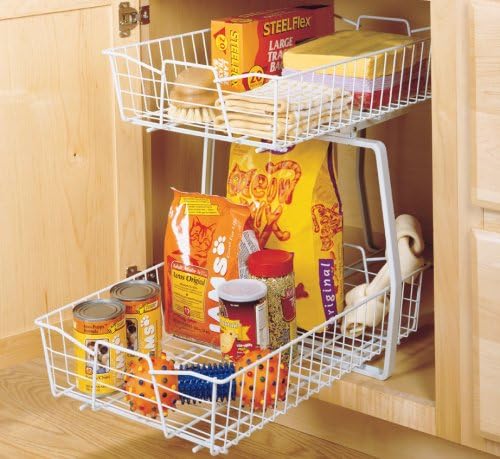 ClosetMaid 14 in. Pull Out Cabinet Organizer, 2 Tier, Heavy Duty, Slide Out Pantry Shelves Drawers for Kitchen, Bathroom, White - Image 8