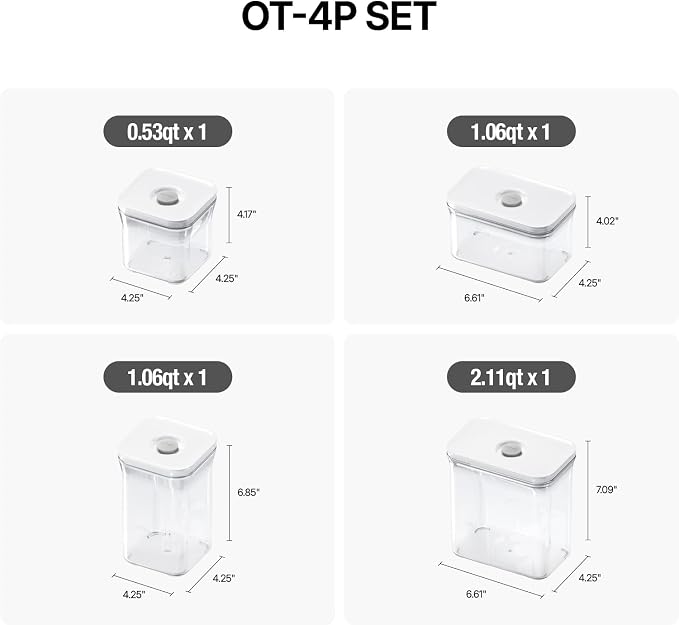 VAKUEN Premium Airtight Food Storage Containers 4-piece/Set, BPA Free, 100% Leak Proof, Keep food fresh up to 5 times longer than non-vacuum storage - Image 2