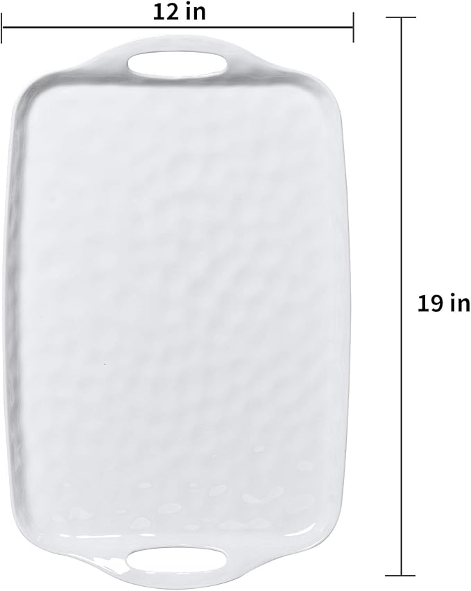 TP Large Serving Trays with Handles, 19" x 12" Melamine Serving Platters for Food, Turkey, Set of 2 Rectangular Trays for Party, Pure White | Rectangular Trays, Serving platters, Turkey and Party Serving, Lightweight, Break-resistant - Image 7