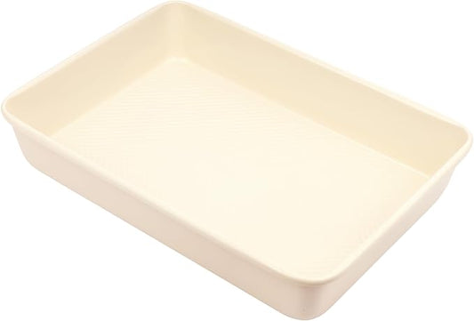David Burke 13x9 Oblong Baking Pan – Carbon Steel, Non-Stick, PFTE & PFOA Free, Oven Safe with AirFlow Baking Technology – Cream by David+Burke