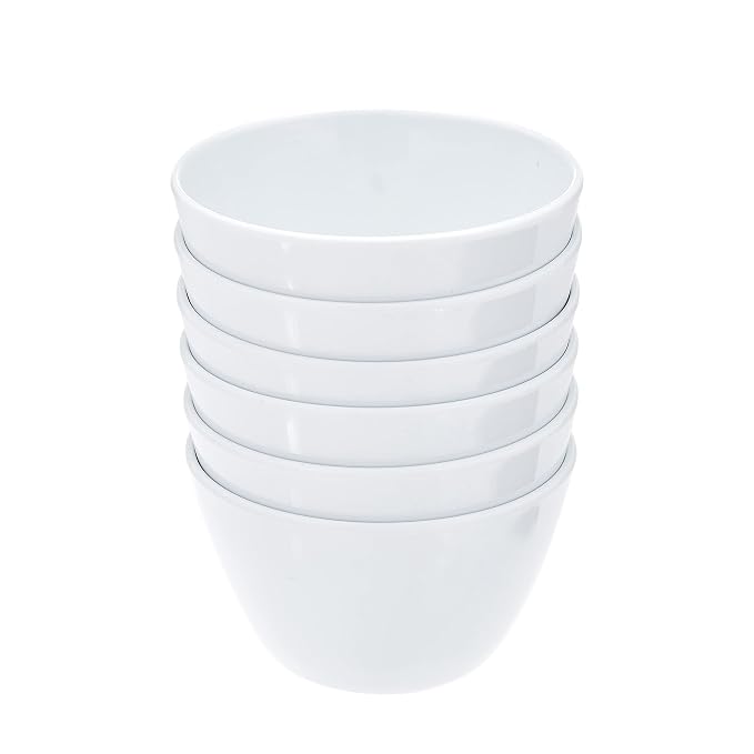 Amazon Basics Melamine Small Bowls for Sauces, Dessert, Round Serving Bowls, BPA Free, Dishwasher Safe, 8 oz, White, 6-Piece Set - Image 2