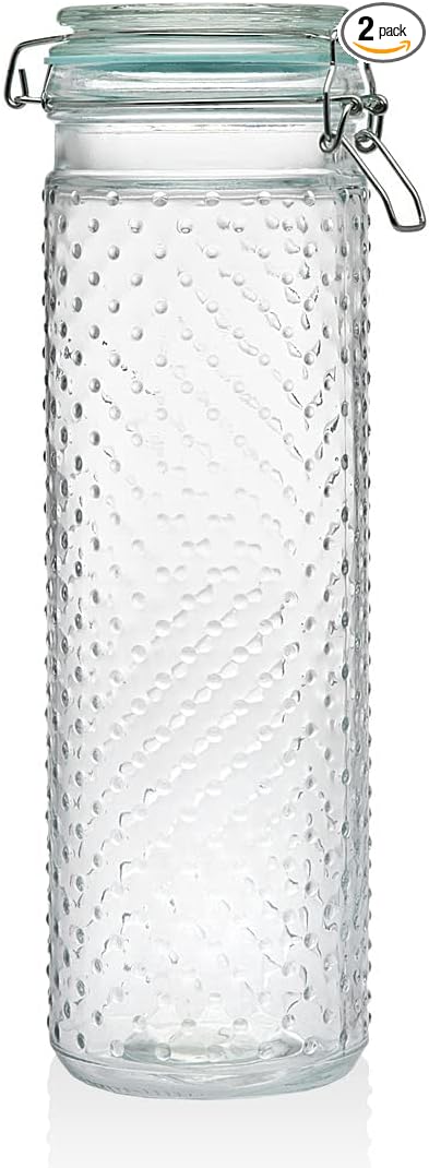 Glass Food Storage Jar Canister with Airtight Seal Lid Set of 2-60 Oz by STUDIO+SILVERSMITHS