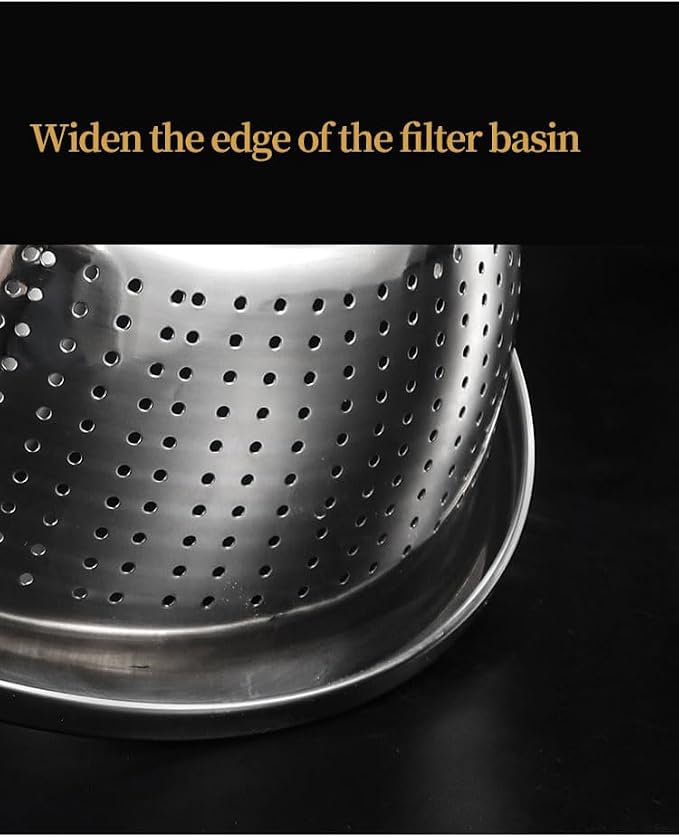 Stainless Steel Mixing Bowl Set with Colander 5-piece set, Round Nesting Bowls for Washing Vegetables, Beating Eggs, Draining, and Kneading Dough - Image 2