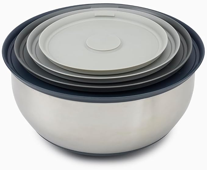 Joseph Joseph Prep&Store- Stainless Steel Mixing Nest Bowls with Lids, 8 piece Metal Bowl food Storage Set, Stainless Steel by Unknown