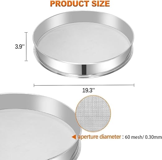 Sidasu 19.6" Vibrating Sifter Mesh Screen,60 Mesh Replacement Sieve | 304 Stainless Steel, Uniform Mesh Design, Easy Cleaning, Rust Resistant, For Flour Powder Grain Food Processing Applications - Image 3