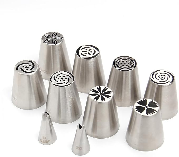 11 Pieces Stainless Steel Medium Russian Tulip Icing Tips Set | Cupcake Flower Shaped Frosting Nozzle Kit For Pastry Cupcakes Cakes Cookies Decorating,Stainless Steel Flora Piping Tips - Image 5