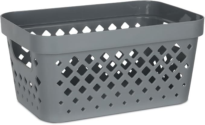 Glad Plastic Baskets for Organizing, Set of 6 | Pantry Storage for Under Counter, Linen Closet, and Bathroom | Nesting Shelf Bins with Handles, 1 Gallon, Grey - Image 2