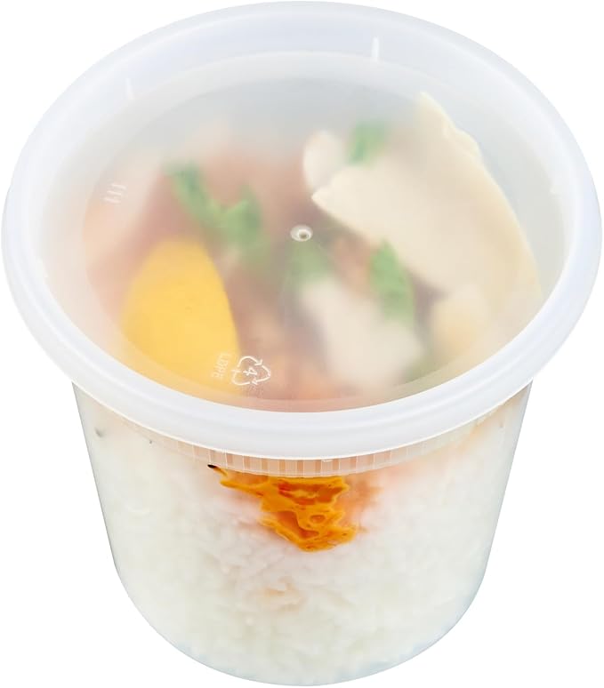 Restaurantware-Asporto 24 Ounce To Go Boxes, 25 Microwavable Round Soup Containers - Clear Plastic Lids Included, Do Not Contain BPA, Clear Plastic Catering Food Containers, Disposable - Image 9