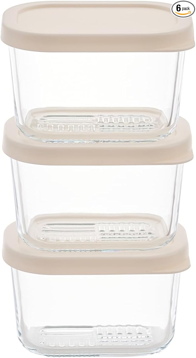 Glass Food Storage Containers with Lids — 6 Piece — 10.5 oz Glass with BPA-Free Leakproof Stackable Lids — Microwave, Oven & Dishwasher Safe — Ideal for Meal Prep & More - Vanilla Mist by DuraLiving