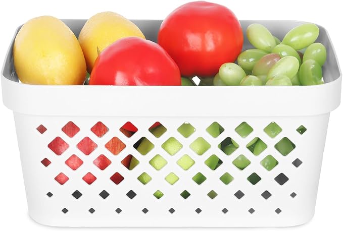 Glad Plastic Baskets for Organizing, Set of 6 | Pantry Storage for Under Counter, Linen Closet, and Bathroom | Nesting Shelf Bins with Handles, 1 Gallon, White - Image 4