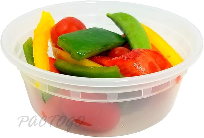 8 oz. Heavy Duty Round Deli Food Soup Plastic Container w/Lid 100% BPA Free (Pack of 24 Sets) - Image 2