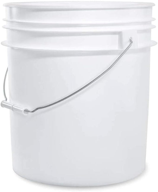 White 5-Gallon Bucket with Lid | Made in USA | Food Grade | Heavy-Duty Extra Durable Plastic Bucket | Multi-Use Food Grade Buckets with Lids | Easy Stack and Store | BPA Free | 5 Pack | Airtight Gasketed Tear Strip Lid, Heavy-Duty 90 Mil HDPE Plastic P... by ePackageSupply