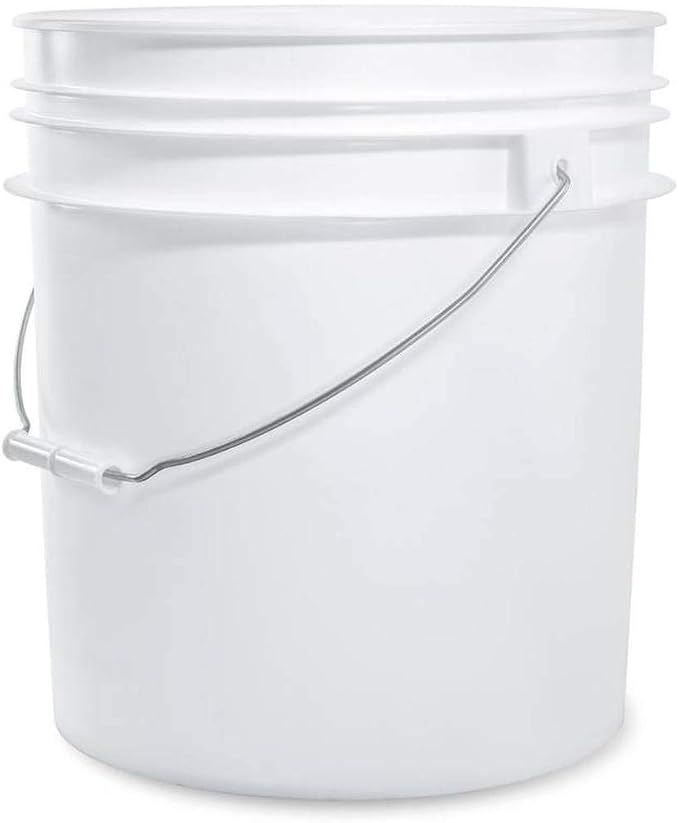 White 5-Gallon Bucket with Lid | Made in USA | Food Grade | Heavy-Duty Extra Durable Plastic Bucket | Multi-Use Food Grade Buckets with Lids | Easy Stack and Store | BPA Free | 25 Pack | Airtight Gasketed Tear Strip Lid, Heavy-Duty 90 Mil HDPE Plastic ... by ePackageSupply