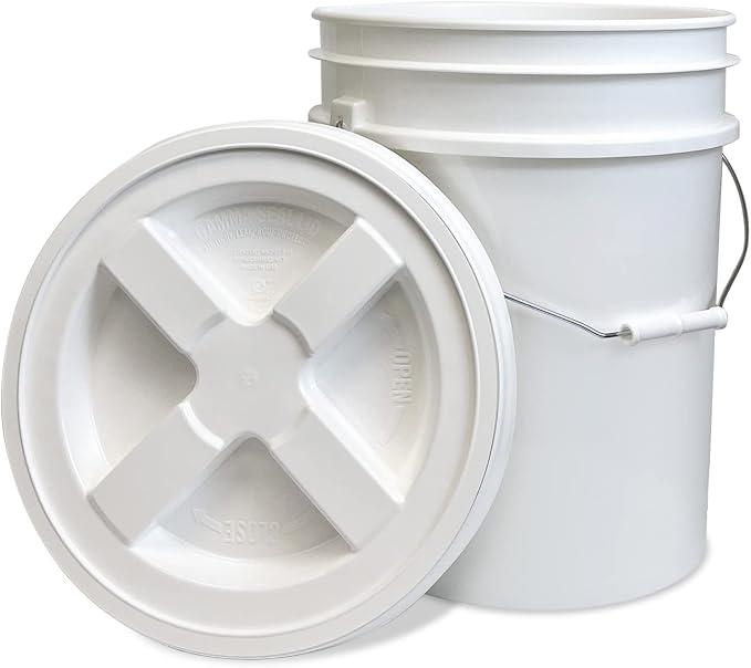 5 Gallon Bucket - Food Grade w/Lid BPA-Free, White/White, 60 | Airtight Gamma Seal Screw-On Lid, Heavy-Duty 90 Mil HDPE Plastic, Food Safe and Durable Container, Bulk Storage, Made in USA - Image 8