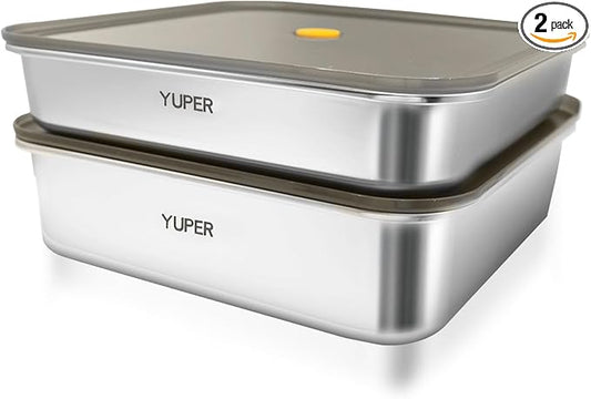 YUPER Stainless Steel Food Containers, 2 Pack (84+125OZ) | Meal Prep Containers Set with Lids, BPA Free, Leak Proof & Airtight, Microwave, Dishwasher, Fridge, Freezer & Oven Safe by YUPER