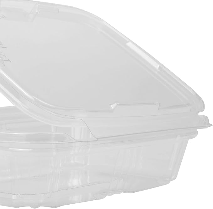Karat 8oz PET Tamper Resistant Hinged Deli Container [200 ct] - Plastic Clamshell Food Containers, Easy Open Pull-Tab for Restaurants & Takeout - Image 8