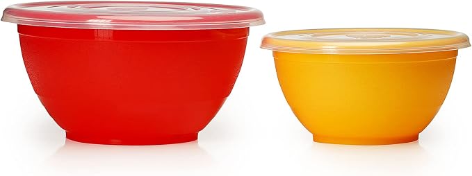 Stephanie Imports Made in USA 6-Piece Set of Prep & Store Plastic Bowls with Clear Lids (BPA-Free and Dishwasher Safe) - Orange, Red and Yellow - Image 8
