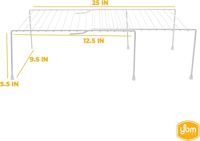 YBM Home White Wire Cabinet Helper Shelf Organizer and Storage Rack Helper for Kitchen, Expandable Kitchen Counter and Cabinet Shelf (1, 12.5"L x 9.5"W x 5.5"H) - Image 2