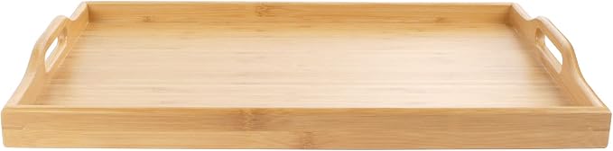 Bamboo Serving Tray with Handles - 17" x 12.5" x 2" - 3 Trays - Image 2