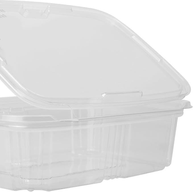 Karat 24oz PET Tamper Resistant Hinged Deli Container [200 ct] - Plastic Clamshell Food Containers, Easy Open Pull-Tab for Restaurants & Takeout - Image 8