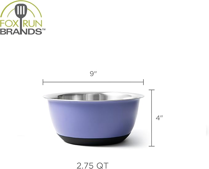 Fox Run Stainless Steel Mixing Bowl, 2.75 Quart Purple Mixing Bowl | Non-Skid Base For Easy Mixing | Cute Purple Design | Small Double Wall Stainless Steel Mixing Bowl For Temperature Retention - Image 7